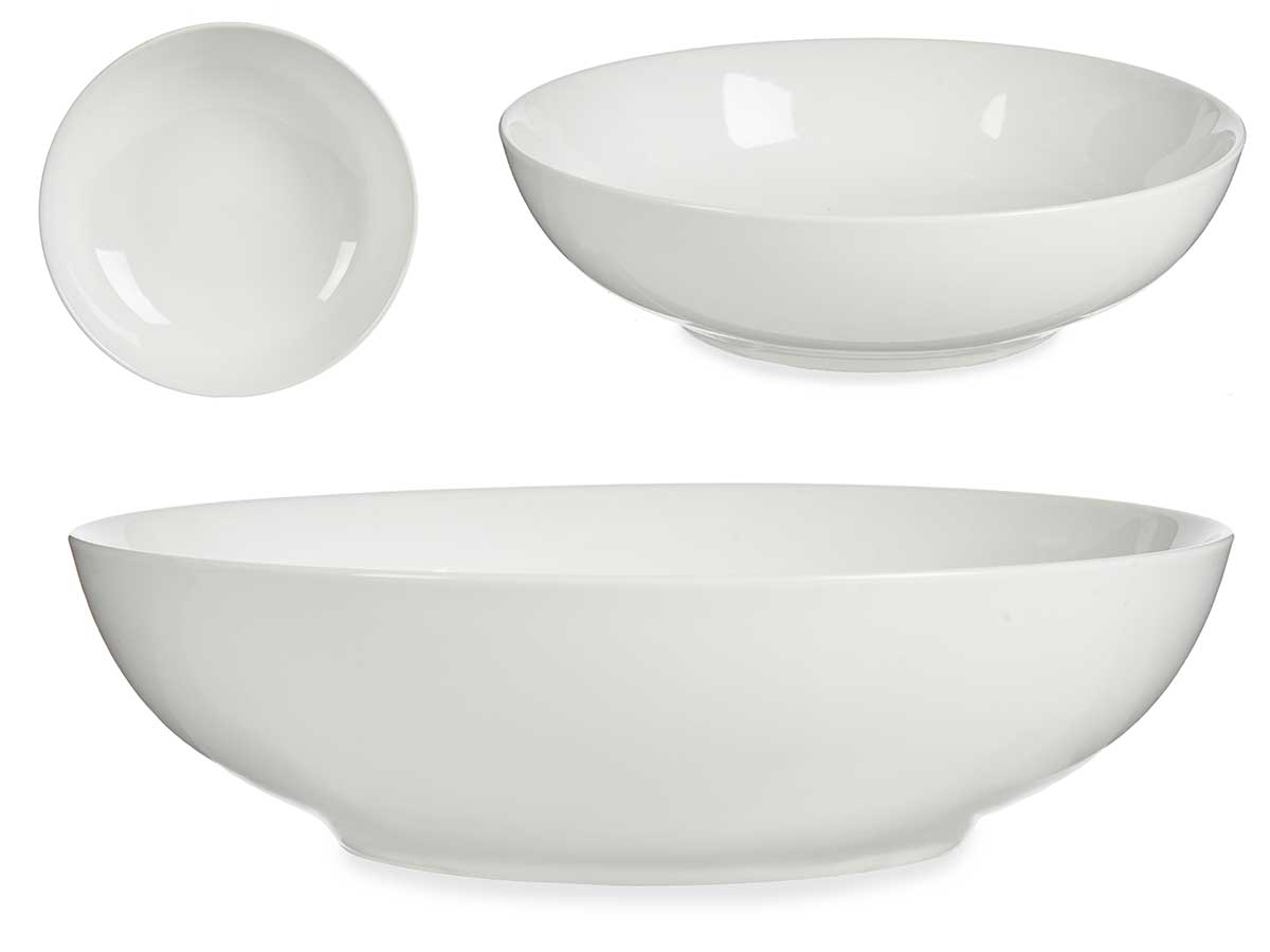 Bol ensaladera de porcelana redonda de 32 cm, elegante y duradera