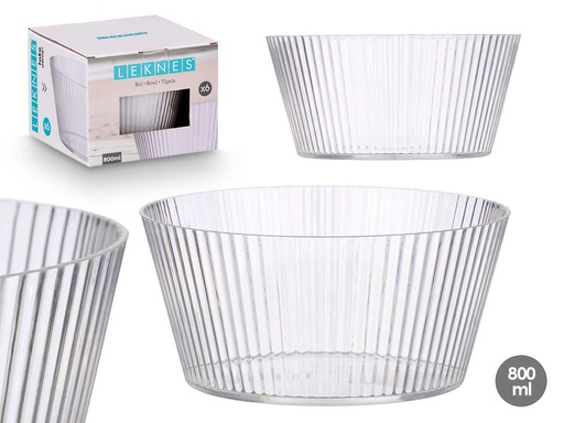 Bol rayas transparente peq 800 ml: diseño elegante y práctico