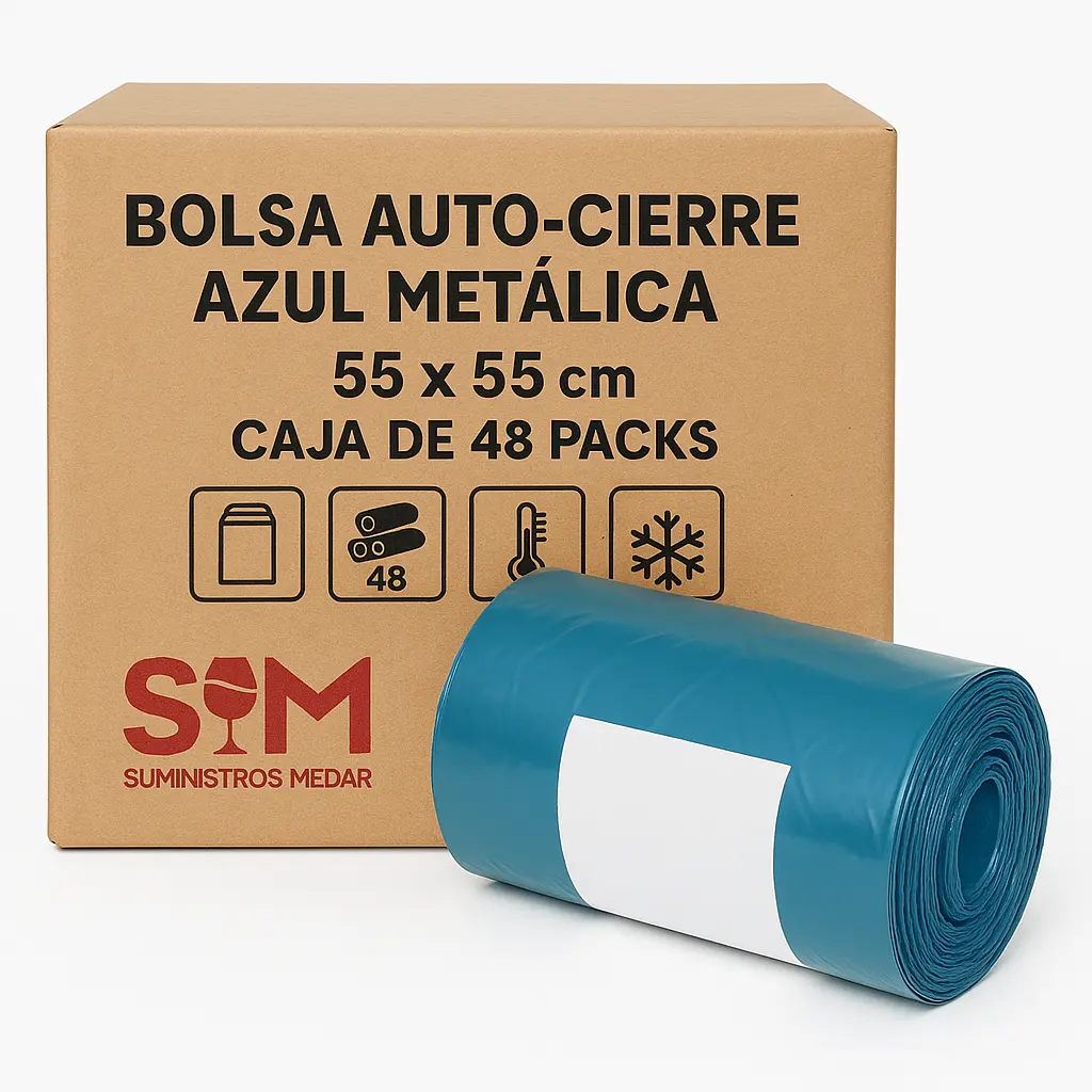 Bolsa Autocierre Azul Metálica 55x55