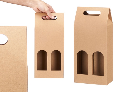 Bolsa vino kraft ventana doble: elegancia y presentación ideal