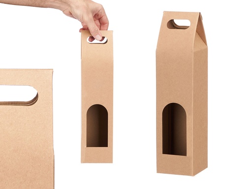 Bolsa vino kraft ventana individual: Elegancia y protección aseguradas