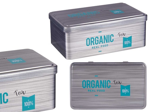 Bote hojalata rectangular organic té: Almacenamiento Ecoamigable