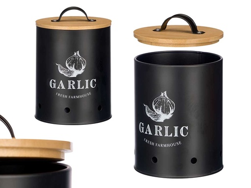 Bote para ajos con tapa de bambú negro, estilo y frescura garantizados