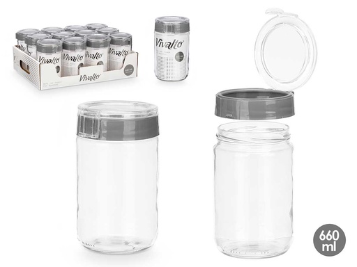 Bote tapa 660ml gris: Almacenamiento práctico y elegante para tu hogar