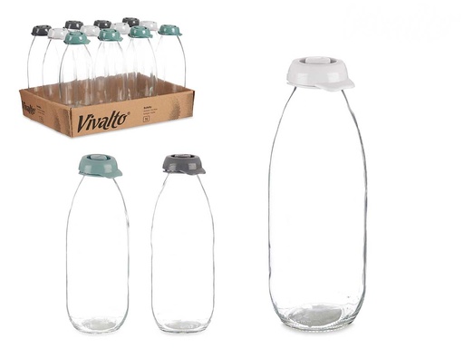 Botella cristal 1L surtida, elegante y ecoamigable para llevar