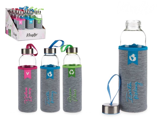 Botella neopreno de cristal con etiqueta 500ml surtido perfecto