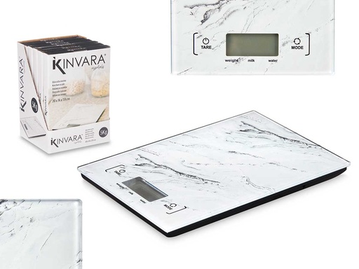 Báscula digital 5kg con elegante diseño de mármol para tu hogar