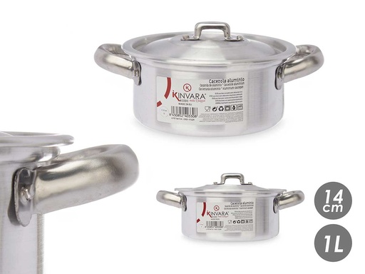 Cacerola de aluminio 14 cm: ligera y perfecta para cocinar 1 l