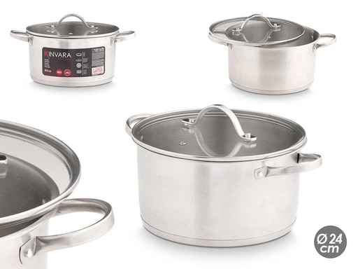 Cacerola inducción tapa cristal 24 cm: Cocina saludable y fácil