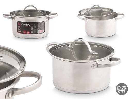 Cacerola inducción tapa cristal: cocina saludable y práctica 20 cm
