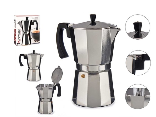 Cafetera aluminio 12 tazas con asa: Disfruta café delicioso y cómodo