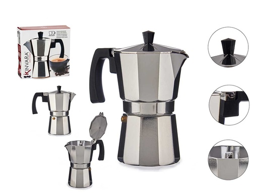 Cafetera aluminio 3 tazas con asa, disfruta de un café perfecto