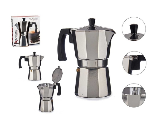 Cafetera de aluminio 6 tazas con asa: perfecta para tu café diario
