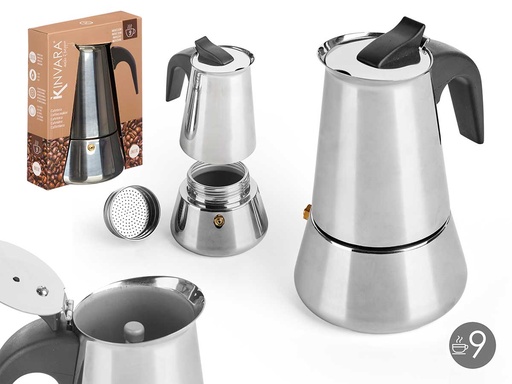 Cafetera de inducción de acero inoxidable para 9 tazas, ¡sabor único!