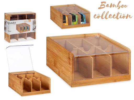 Caja bambú 6 compartimentos: organización elegante y funcional