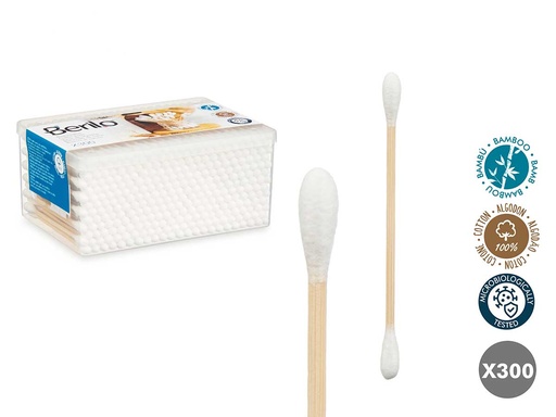 Caja de 300 bastoncillos para oídos de bambú: ecológicos y suaves