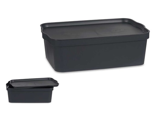 Caja de plástico con tapa 14L antracita: perfecta para organizar