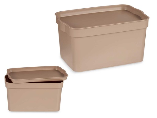 Caja de plástico con tapa 2,3L beige: Organiza y protege tus objetos