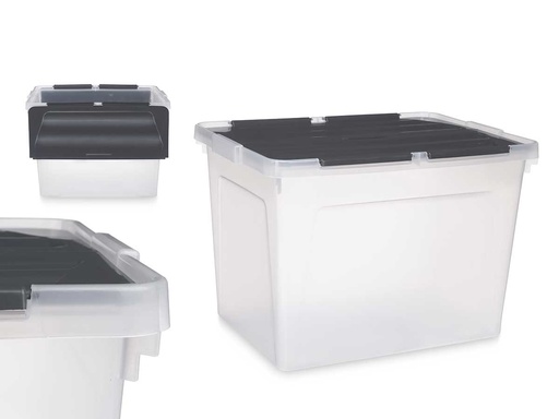 Caja doble tapa abatible 48L antracita: espacio y estilo asegurados