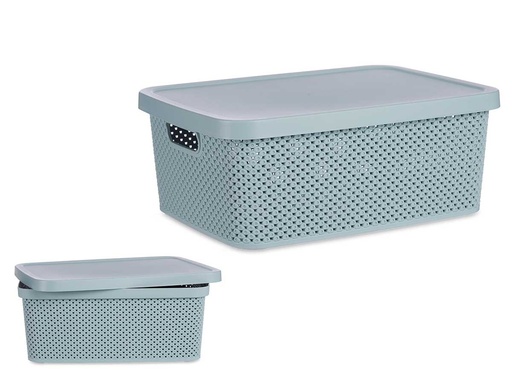 Caja organizador plástico 13L con tapa en menta para mayor orden