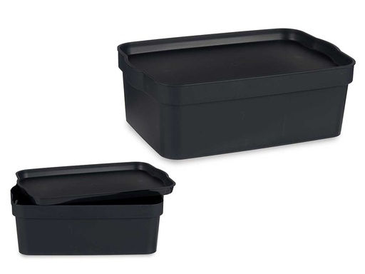 Caja plástica con tapa 6L antracita: Organiza tu espacio fácilmente