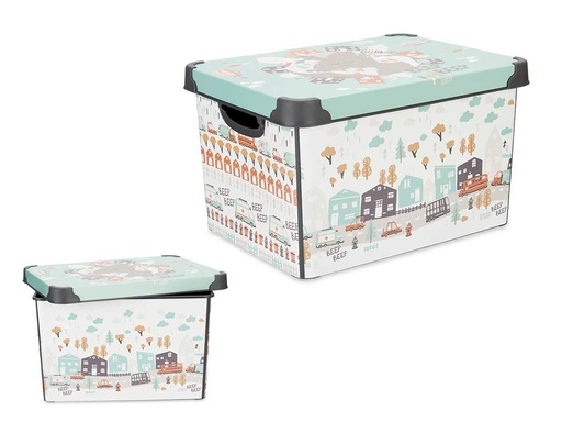 Caja plástico 17L Road con asa: organiza y transporta fácil