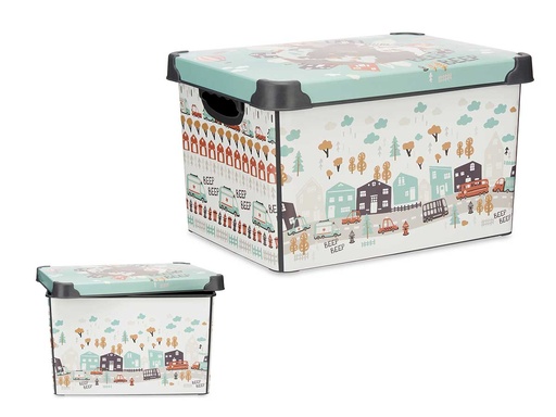 Caja plástico 22L Road con asa: almacenamiento práctico y resistente