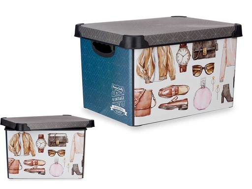 Caja plástico 22L vintage con asa: organización y estilo en tu hogar