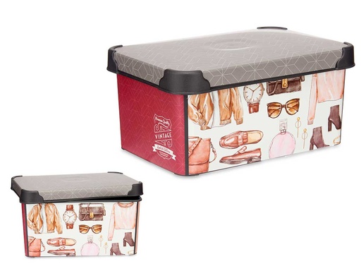 Caja plástico 5L vintage: Almacenamiento elegante y funcional