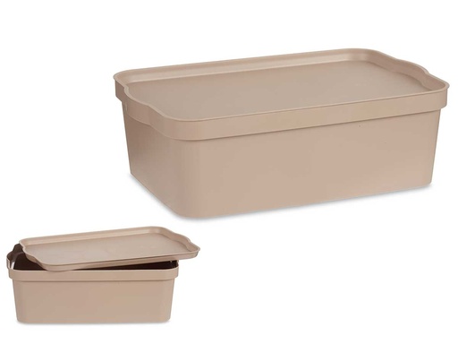 Caja plástico con tapa 14L beige: ideal para organizar tu hogar