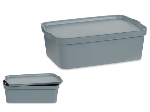 Caja plástico con tapa 14L gris: Organiza y protege tus cosas