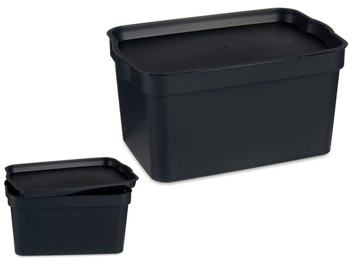 Caja plástico con tapa 2,3L antracita: Organiza con estilo y robustez