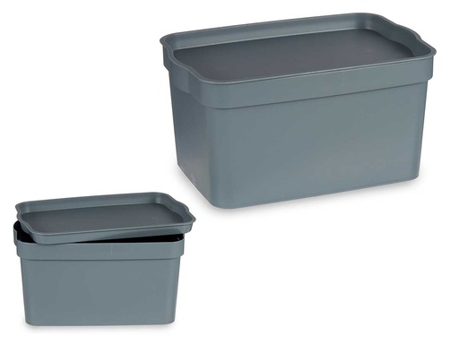 Caja plástico con tapa 2,3L gris: organización perfecta y duradera