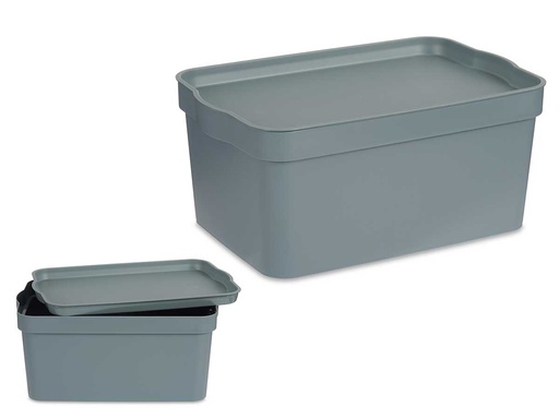 Caja plástico con tapa 7,5L gris: organización y estilo asegurados