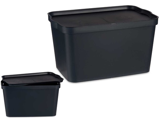 Caja plástico con tapa antracita de 24 litros, ideal para organizar