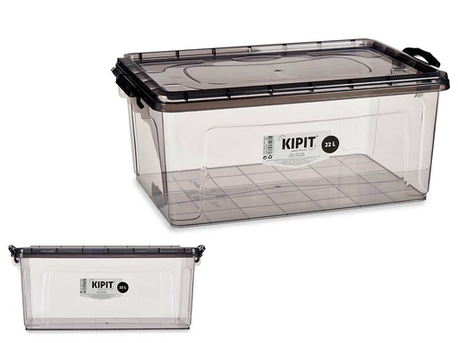 Caja plástico ordenación antracita 22L: organiza con estilo y espacio