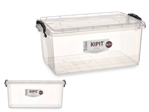 Caja plástico organización transparente de 13,7 litros para tu hogar