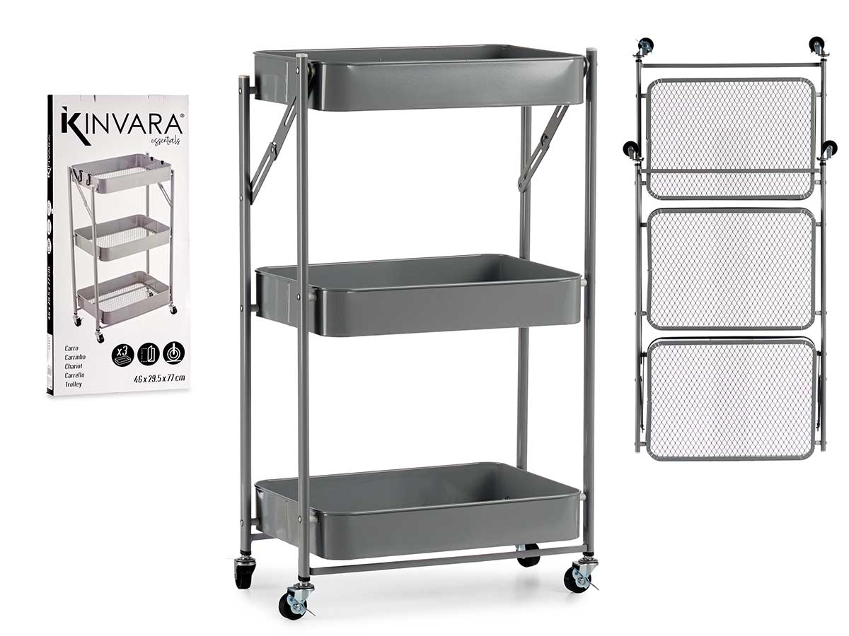 Carro 3 alturas plegable gris: Versatilidad y comodidad para tu hogar