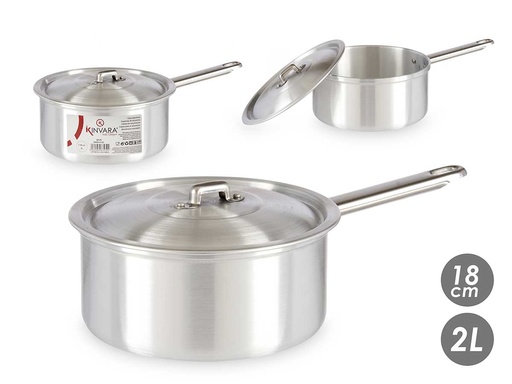 Cazo de aluminio con tapa de 18 cm: Durable y ligero para cocinar
