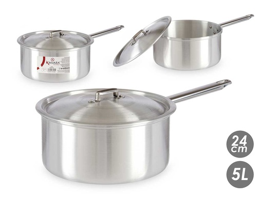 Cazo de aluminio con tapa, ideal para cocinar de manera fácil y rápida