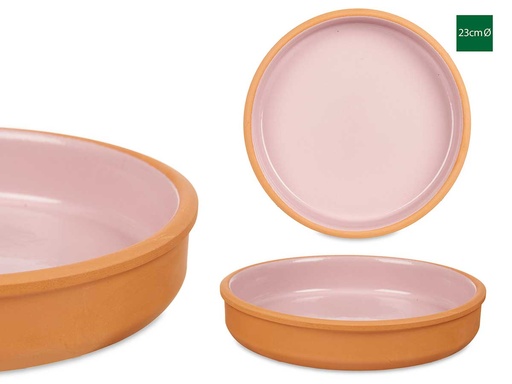 Cazuela barro 23 cm color rosa: Ideal para tus recetas coloridas