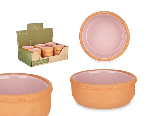 Cazuela barro redonda rosa: ideal para tus recetas caseras