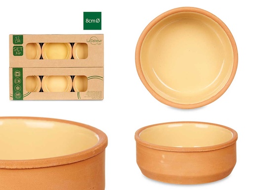 Cazuelas de barro mostaza, set de 6, ¡perfectas para cocinar!