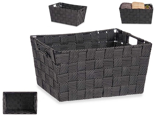 Cesta de Tela Cónica Rectangular con Asas en Negro - Multitud de Usos