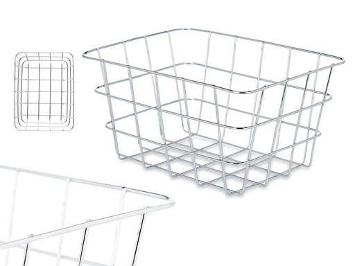 Cesta metal cromada rectangular pequeña: elegante y funcional
