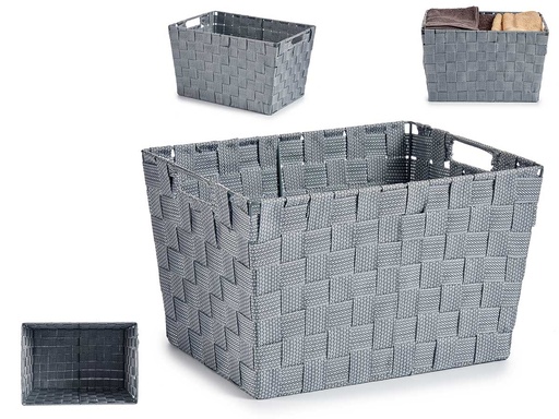 Cesta tela cónica con asas grandes gris, ¡organiza tu hogar!