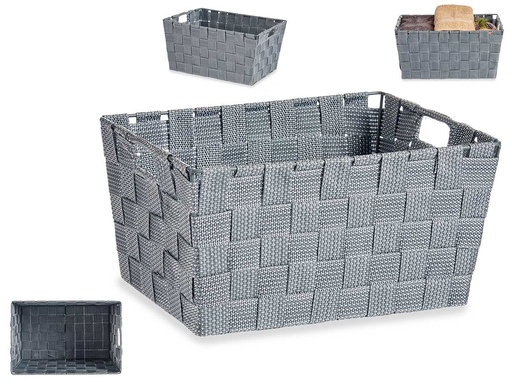 Cesta tela cónica recta con asas: organización estilizada en gris