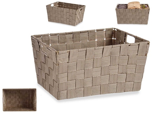 Cesta tela cónica rectangular con asas, elegante y natural