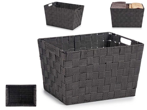 Cesta tela cónica rectángulo grande con asas en color negro premium
