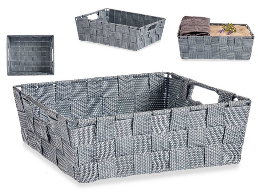 Cesta tela rect 23cm gris: Elegancia y versatilidad para tu hogar